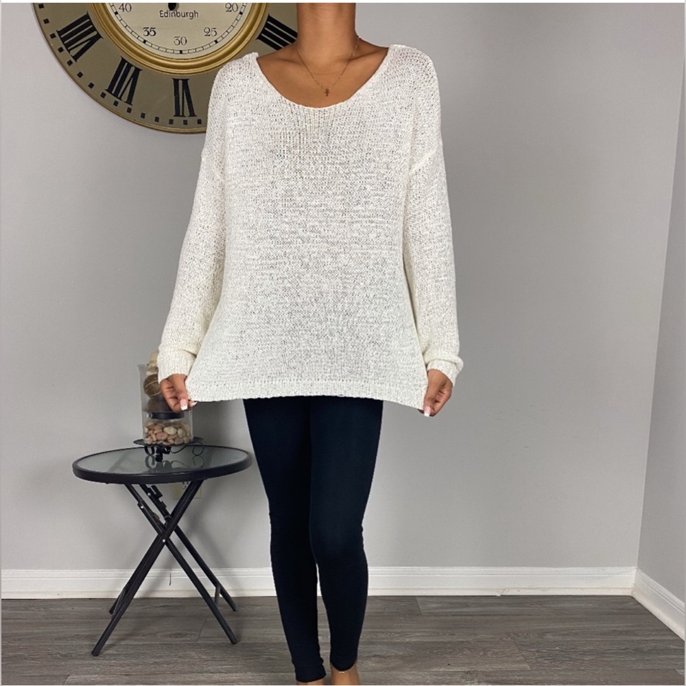 Forever 21 off-white Knit Sweater Shirt Open - Women’s